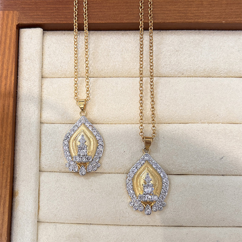📿✨Pendentif en strass Tour d'or style rétro