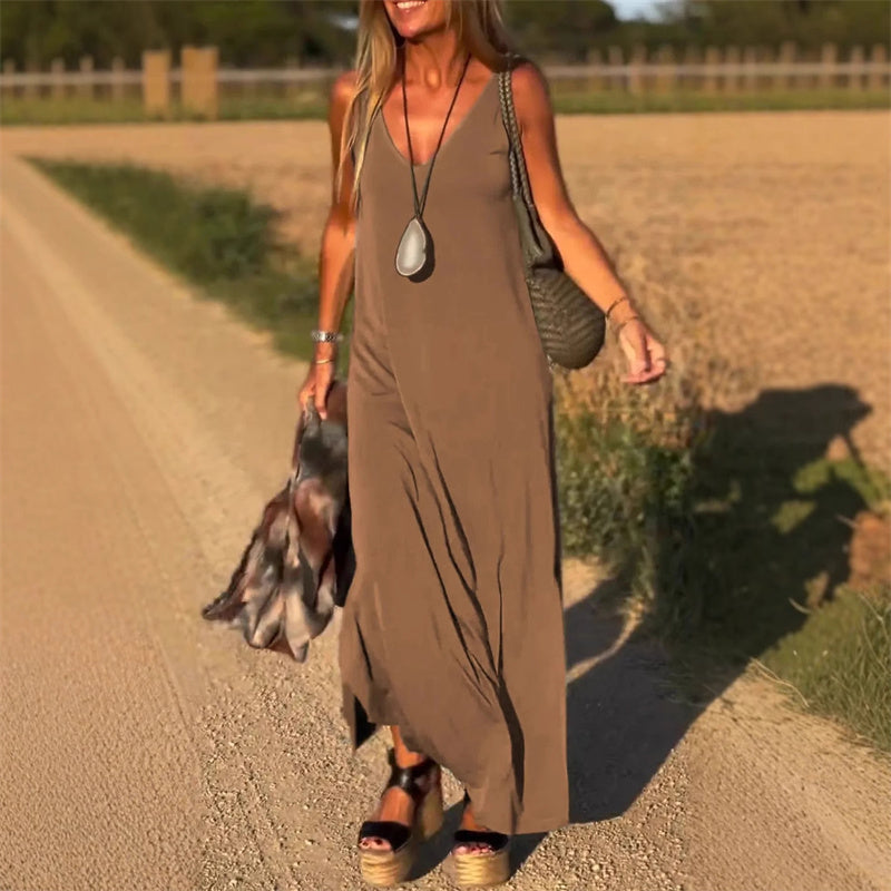✨Début de l'été Nouveau✨Robe Cami Maxi à col en V pour femmes