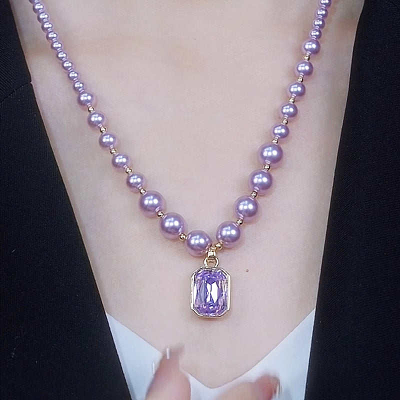 💜Collier élégant en perles imitation violet de haute qualité(✨️50 % de réduction)