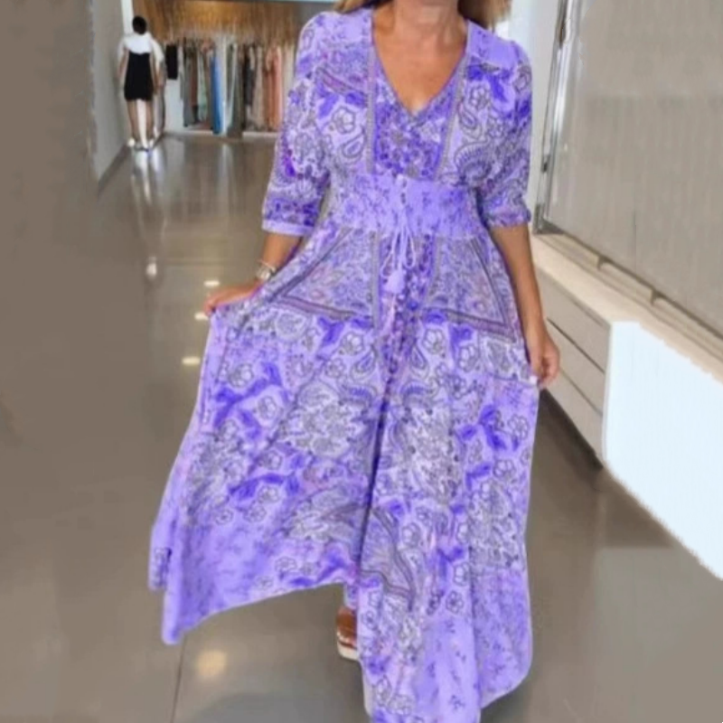 đ„Soldes d'Ă©tĂ© - 50% de rĂ©ductionđ„Robe longue Ă©lĂ©gante Ă cordon floral pour femmes