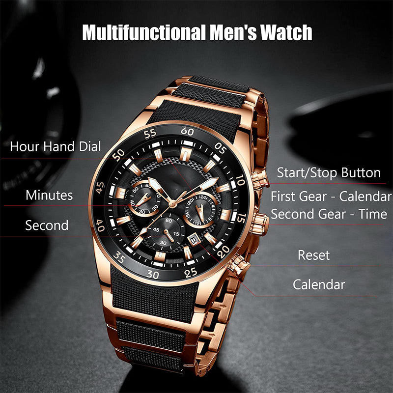 ⌚Remise de 55% de la valeur🔥Montre à quartz multifonctionnelle étanche pour hommes