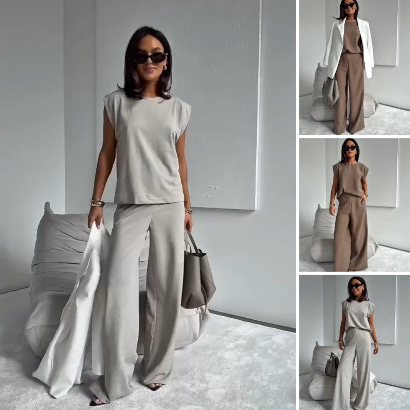 💖55 % de réduction🌸Ensemble 2 pièces T-shirt et pantalon large pour femmes