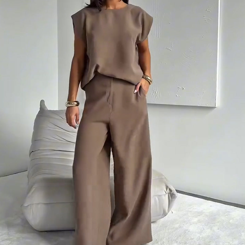 💖55 % de réduction🌸Ensemble 2 pièces T-shirt et pantalon large pour femmes