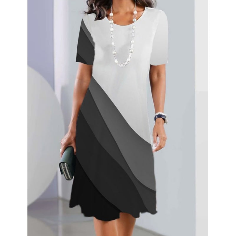 ✨Mode d'été👗Apparence mince femmes décontractée florale 3D numérique imprimé robes col rond