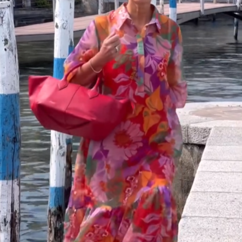 🎉🛍️Édition limitée d'été👗Robe en mousseline de soie à imprimé floral rouge