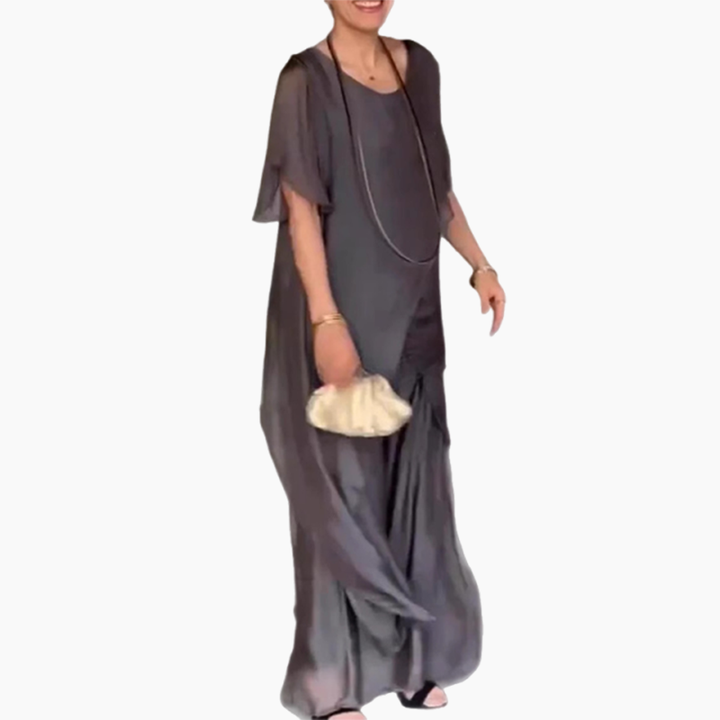 ✨️55% de réduction✨️Ensemble haut irrégulier et pantalon ample pour femme