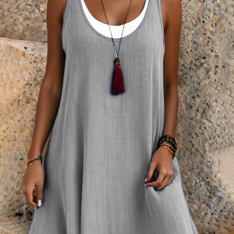 đ„Soldes d'Ă©tĂ©đ„Robe dĂ©bardeur dĂ©contractĂ©e, ample et sans manches, au look superposĂ© pour femme