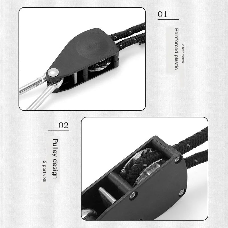 🔥55% de réduction🪢Bärbar Justerbar Fix Tält Hög styrka Snabb frigöring Remskiva Camping Rope 🌳(4 Pcs / Set)