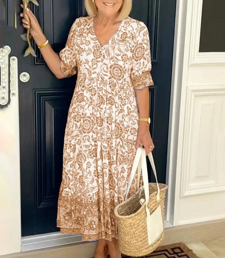 🔥Idéal pour l'été👗Robe bohème à col en V