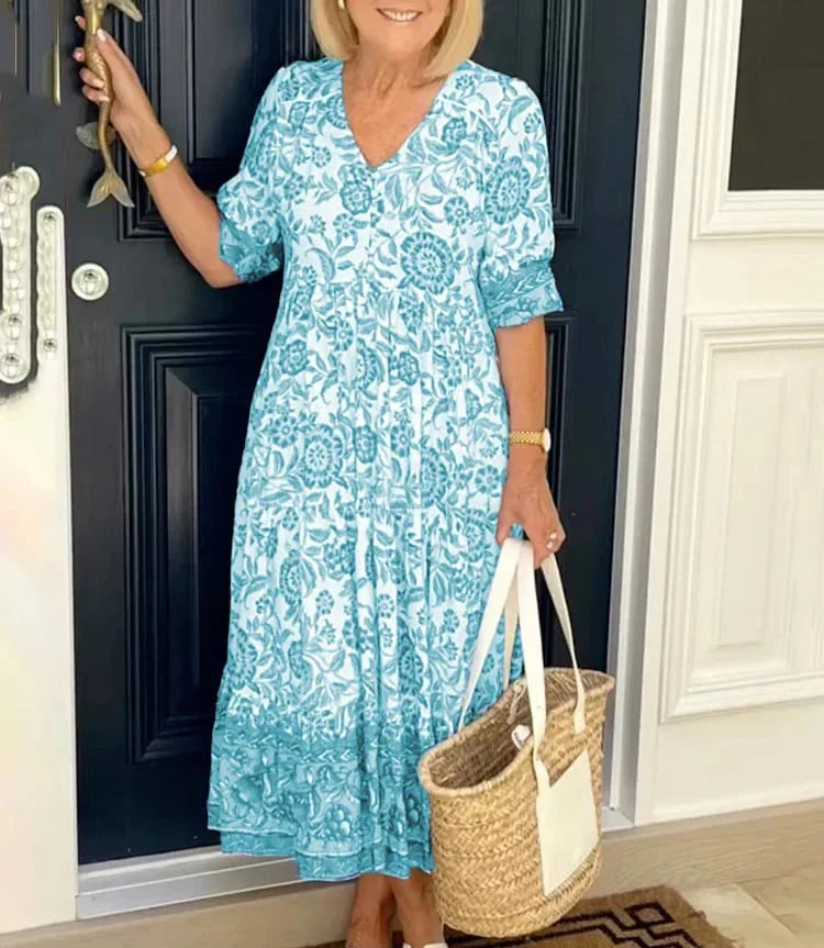 🔥Idéal pour l'été👗Robe bohème à col en V