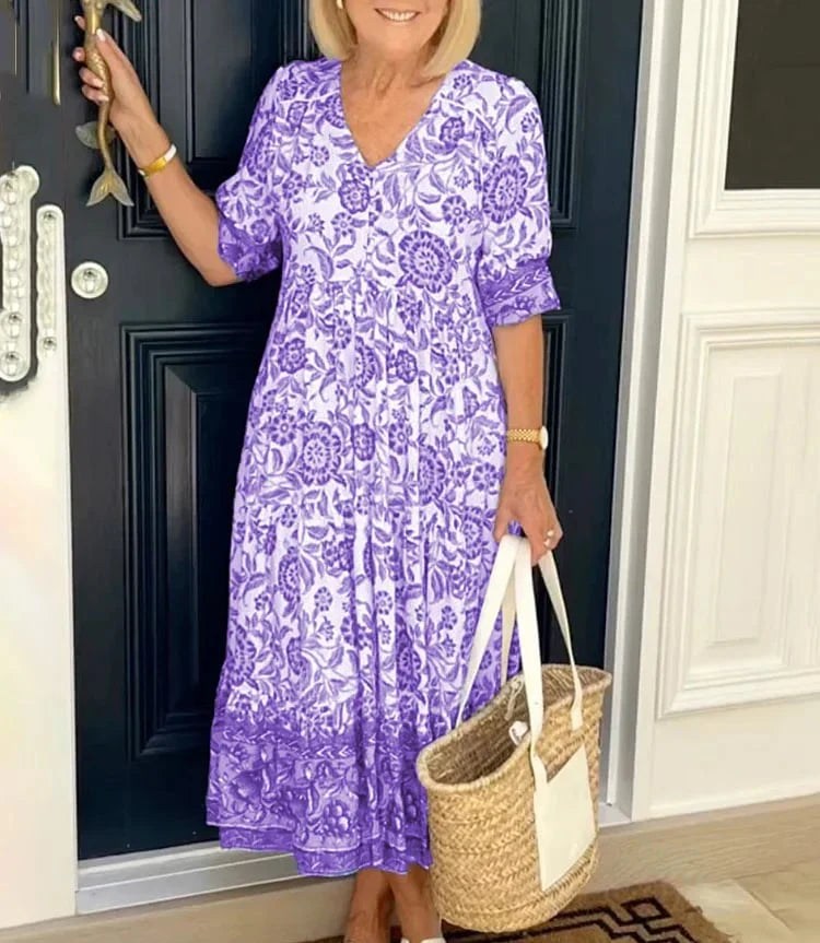 🔥Idéal pour l'été👗Robe bohème à col en V
