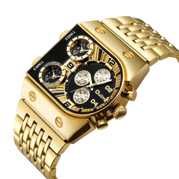 💼Montre homme business | Grand cadran 51 mm | Boucle déployante en or et acier | Étanche et élégante