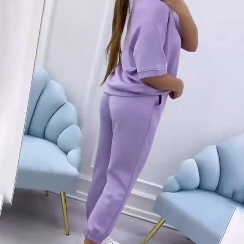 NouveautĂ©s - Promotionsđ„Ensemble haut et pantalon dĂ©contractĂ©s de couleur unie pour femme