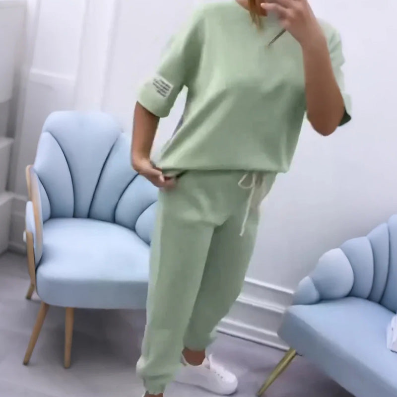 NouveautĂ©s - Promotionsđ„Ensemble haut et pantalon dĂ©contractĂ©s de couleur unie pour femme