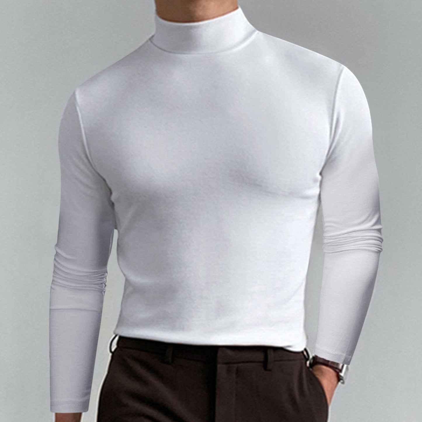🔥55% de réduction🔥T-shirt à manches longues et col montant pour hommes