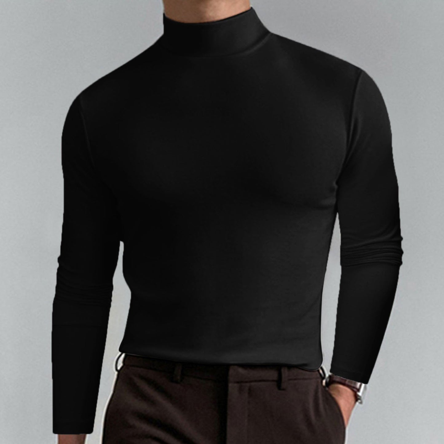 🔥55% de réduction🔥T-shirt à manches longues et col montant pour hommes