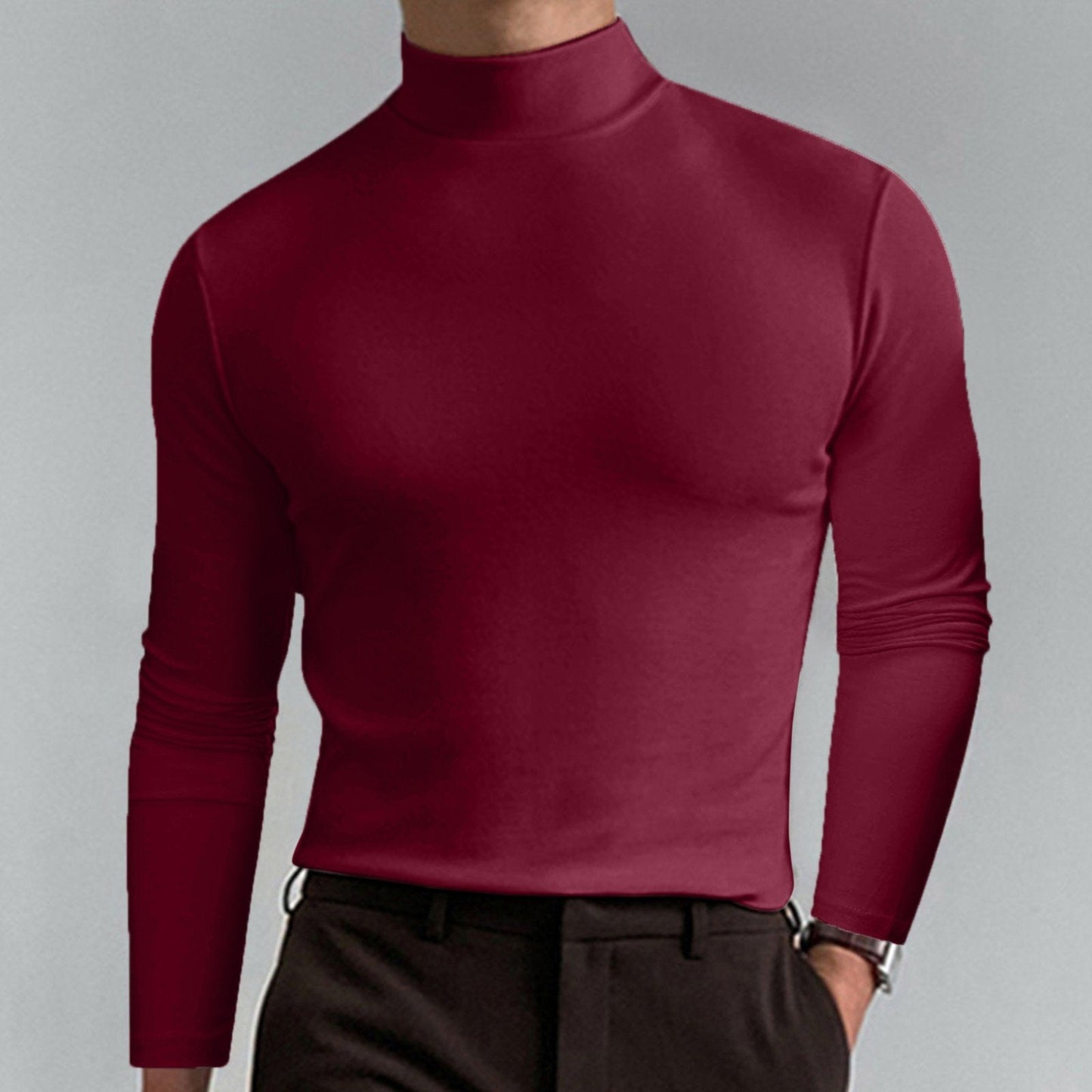 🔥55% de réduction🔥T-shirt à manches longues et col montant pour hommes