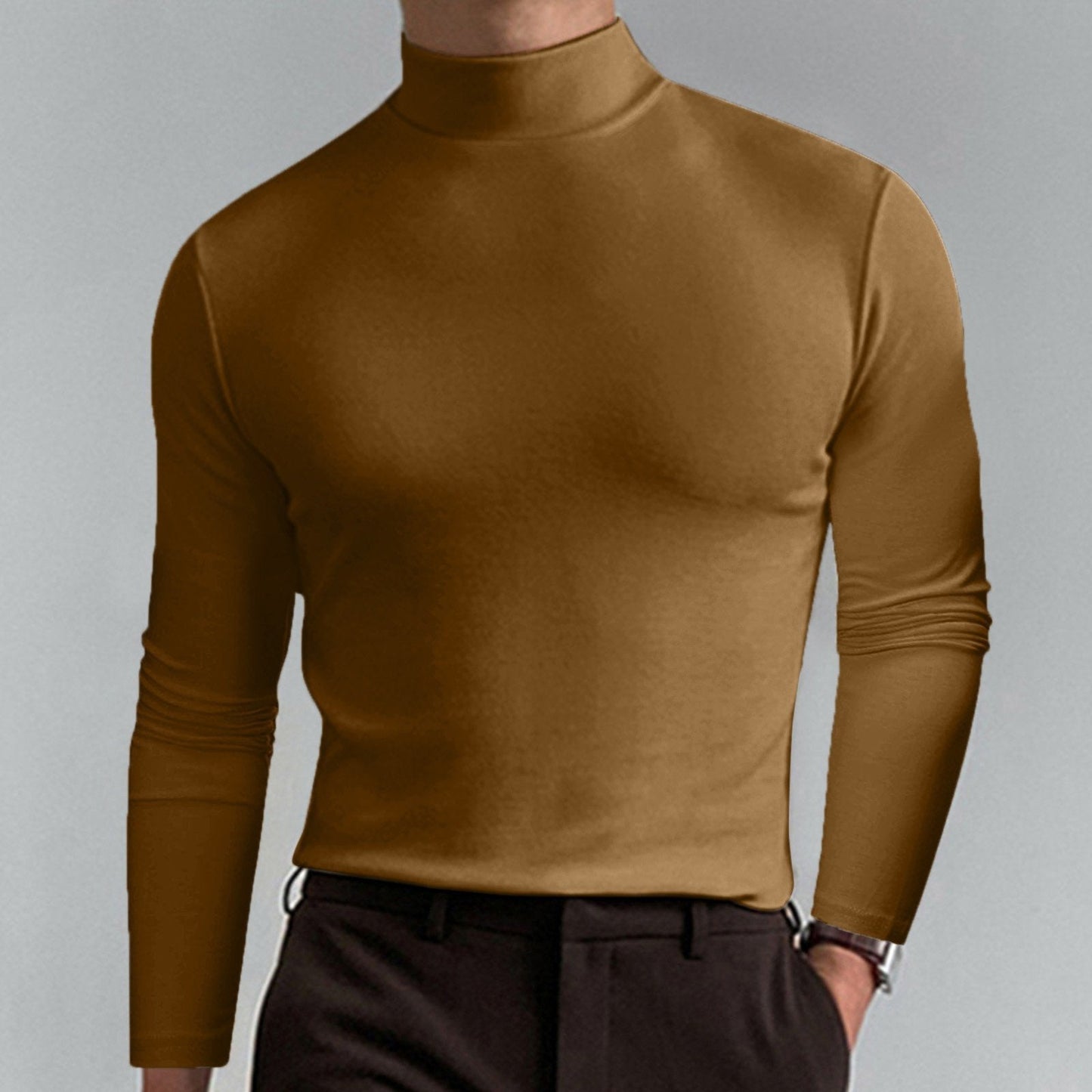 🔥55% de réduction🔥T-shirt à manches longues et col montant pour hommes