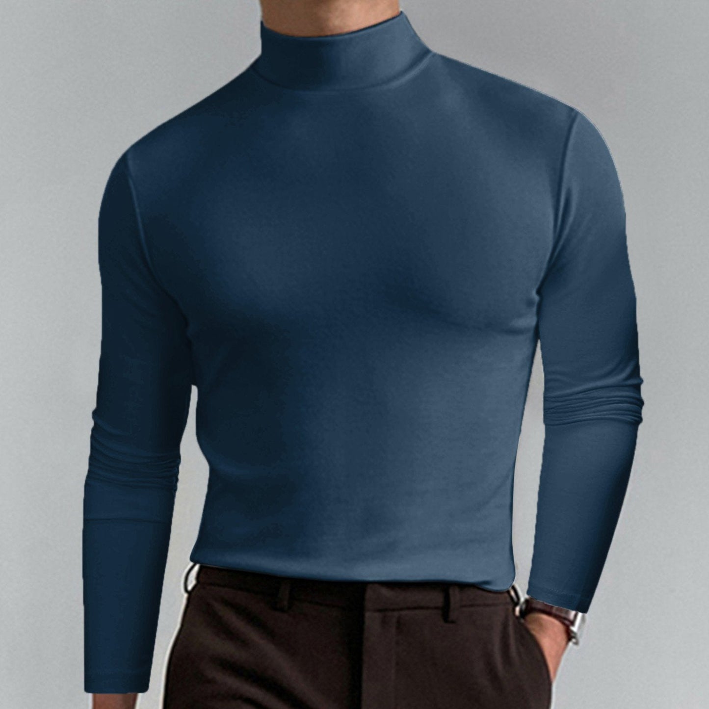 🔥55% de réduction🔥T-shirt à manches longues et col montant pour hommes