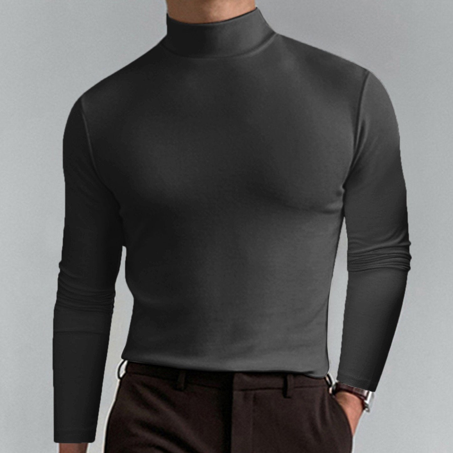 🔥55% de réduction🔥T-shirt à manches longues et col montant pour hommes