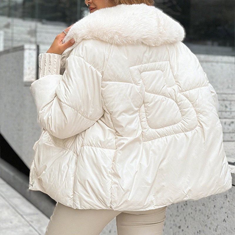 Promotion d'automne🍂Manteau matelassé tendance avec col en fausse fourrure