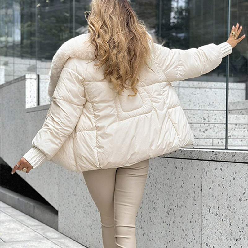 Promotion d'automne🍂Manteau matelassé tendance avec col en fausse fourrure
