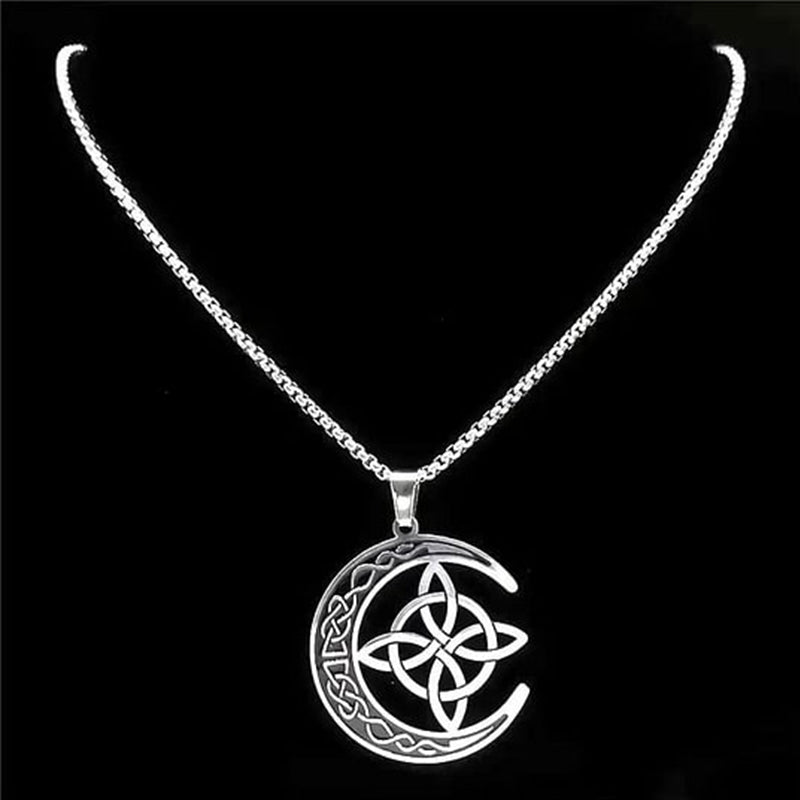 đ„ DERNIER JOUR â 60% DE RĂDUCTION !đ Collier Pendentif Lune Celtique â Acier Inoxydable, Unisexe & Symbolisme de Protection