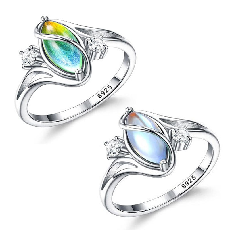 ✨💍60 % DE RÉDUCTION 🔥 Bague ovale géométrique en pierre de lune ornée de zirconiums cubiques – Mystique, étincelante et d'une élégance intemporelle ! 🌙✨