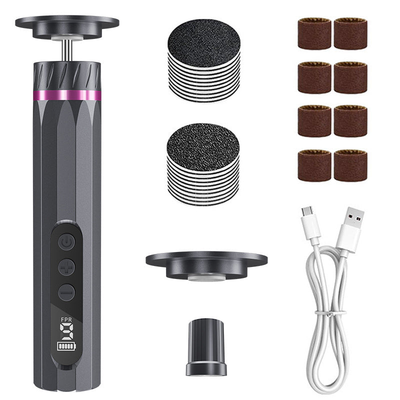 🦶🔧 Râpe électrique pour les pieds à 9 vitesses | Écran LCD · Recharge USB-C · Boîtier en alliage d'aluminium · Têtes de ponçage interchangeables · Poignée ergonomique en forme de stylo