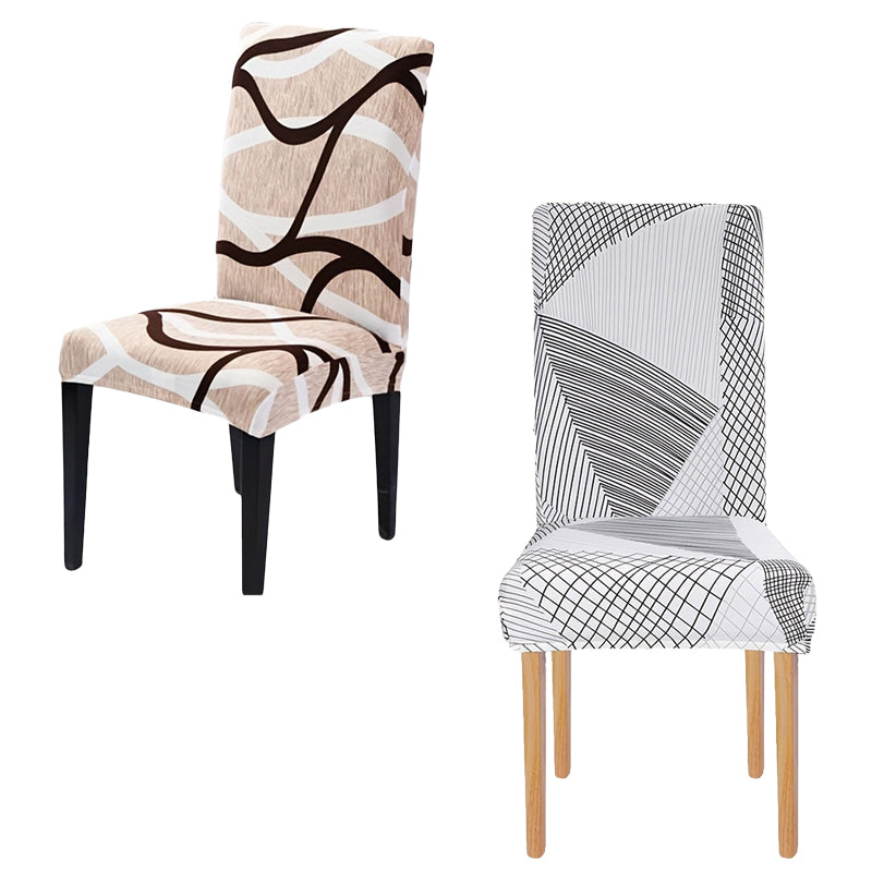 🛋️Housse de chaise universelle en tissu élastique avec imprimé – pour le dossier et l'assise, lavable et polyvalente, pour la table à manger et le salon 🪑