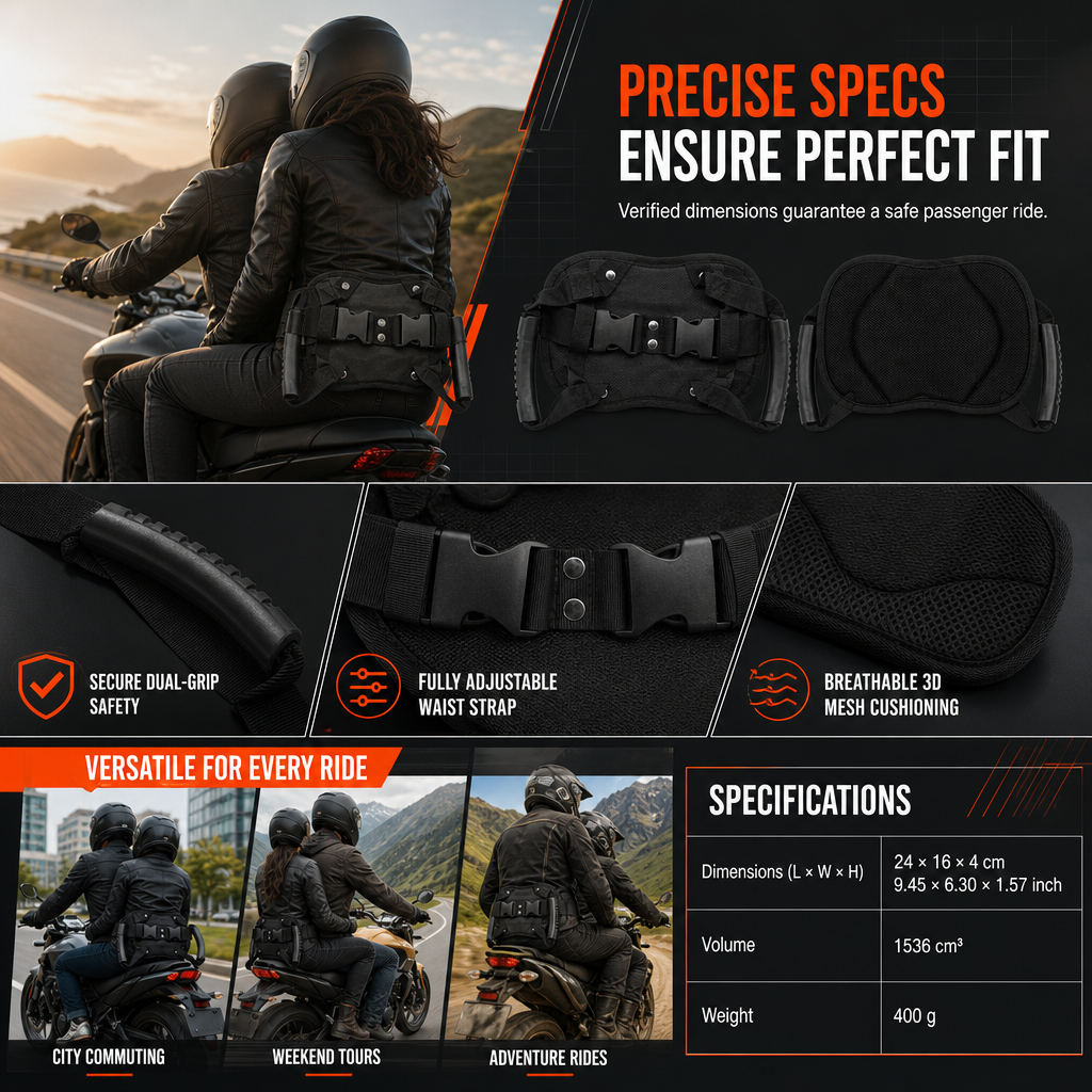 🏍️ PROMO FLASH : 50% DE RÉDUCTION ! Ceinture de Maintien Passager Moto – Poignées Ergonomiques Antidérapantes, Sangle Nylon Haute Ténacité & Boucles Renforcées for une Conduite Sûre et Confortable à Deux ✨🛡️