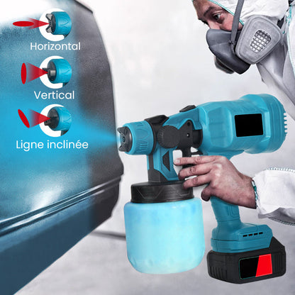 Pistolet à peinture électrique sans fil ⚡ 800 ml/minute pour une pulvérisation continue 💪 Rechargeable, sans fil, pulvérisation sous tous les angles sans fuites. Idéal pour les meubles, les clôtures et les murs 🏠