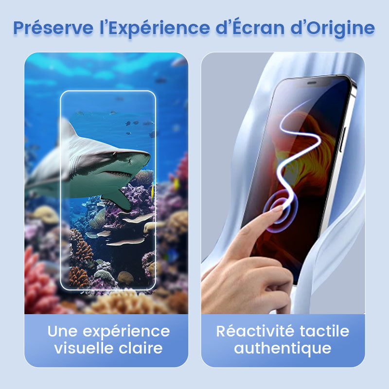 Protection d'écran en verre trempé 4K HD/Anti-Peeping avec élimination automatique de la poussière pour iPhone