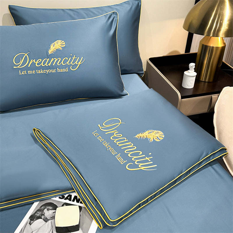 🛏Meilleurs prix pour l'été❄️Parure de lit quatre pièces en velours de haute qualité💕Confortable et rafraîchissant(🚀55% de réduction)