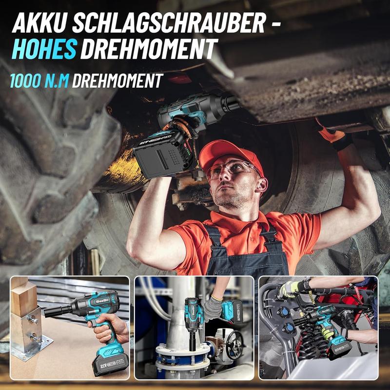 🔧⚡ PROMO FLASH 50% ! Clé à Chocs sans Fil Professionnelle 1000 Nm – Double Batterie 4,0 Ah, Moteur sans Balais, Compacte & Robuste, Parfaite pour Atelier & Bricolage Pro 🚗💪