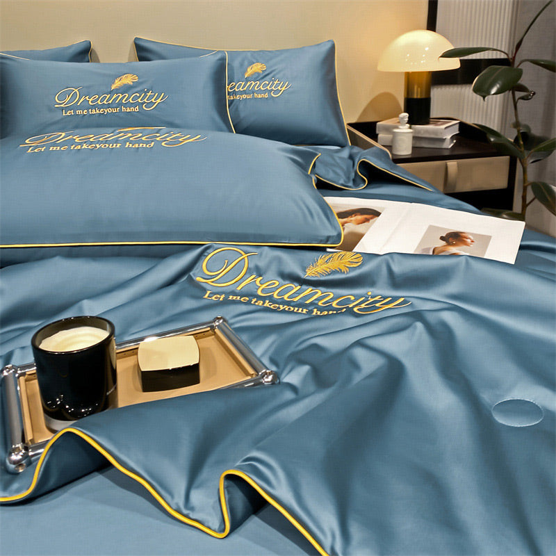🛏Meilleurs prix pour l'été❄️Parure de lit quatre pièces en velours de haute qualité💕Confortable et rafraîchissant(🚀55% de réduction)