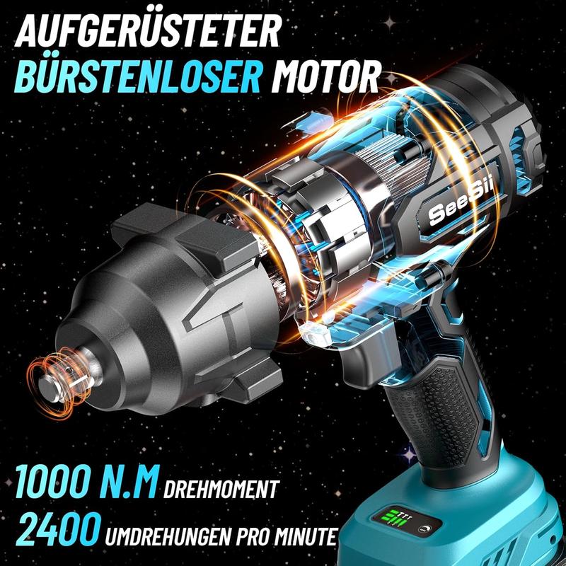 🔧⚡ PROMO FLASH 50% ! Clé à Chocs sans Fil Professionnelle 1000 Nm – Double Batterie 4,0 Ah, Moteur sans Balais, Compacte & Robuste, Parfaite pour Atelier & Bricolage Pro 🚗💪