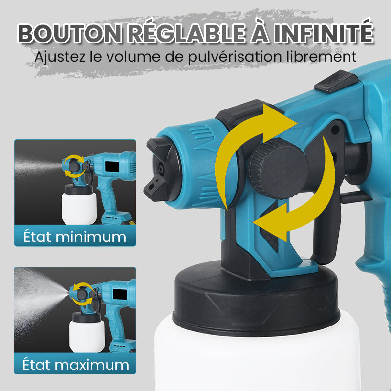Pistolet à peinture électrique sans fil ⚡ 800 ml/minute pour une pulvérisation continue 💪 Rechargeable, sans fil, pulvérisation sous tous les angles sans fuites. Idéal pour les meubles, les clôtures et les murs 🏠