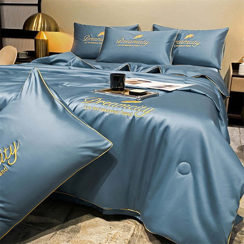 🛏Meilleurs prix pour l'été❄️Parure de lit quatre pièces en velours de haute qualité💕Confortable et rafraîchissant(🚀55% de réduction)