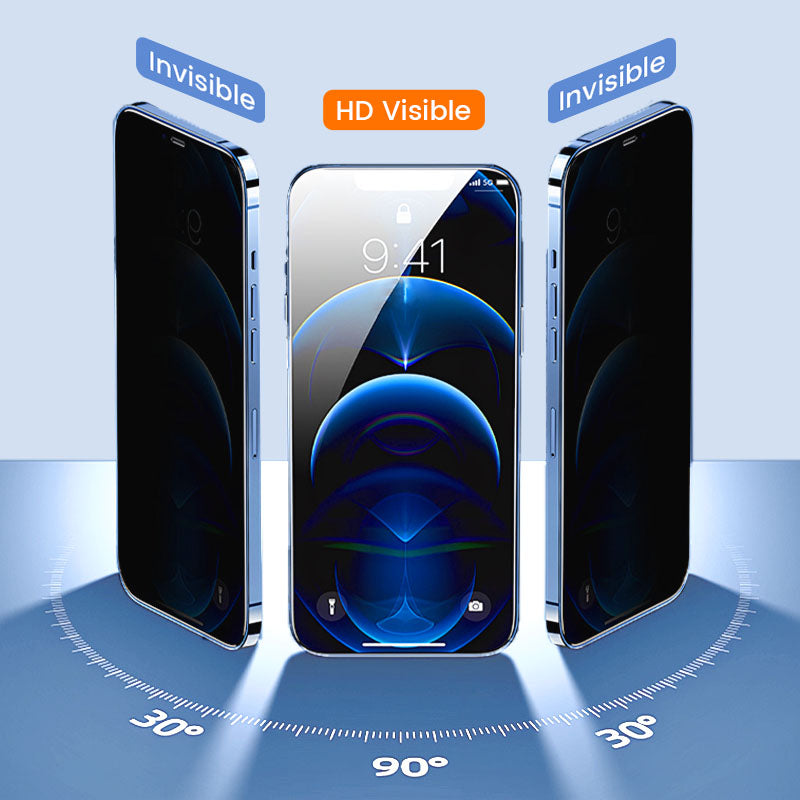 Protection d'écran en verre trempé 4K HD/Anti-Peeping avec élimination automatique de la poussière pour iPhone