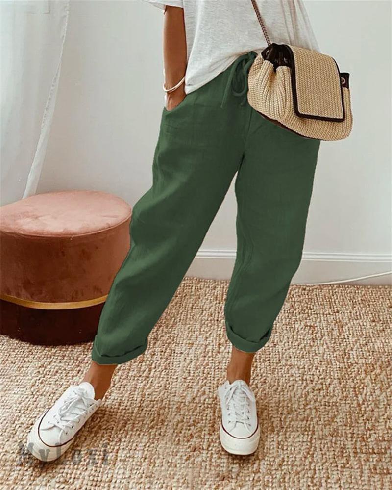 💕53% DE RÉDUCTION💕Pantalon décontracté en coton et lin pour femme