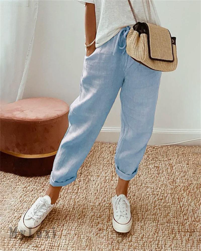 💕53% DE RÉDUCTION💕Pantalon décontracté en coton et lin pour femme