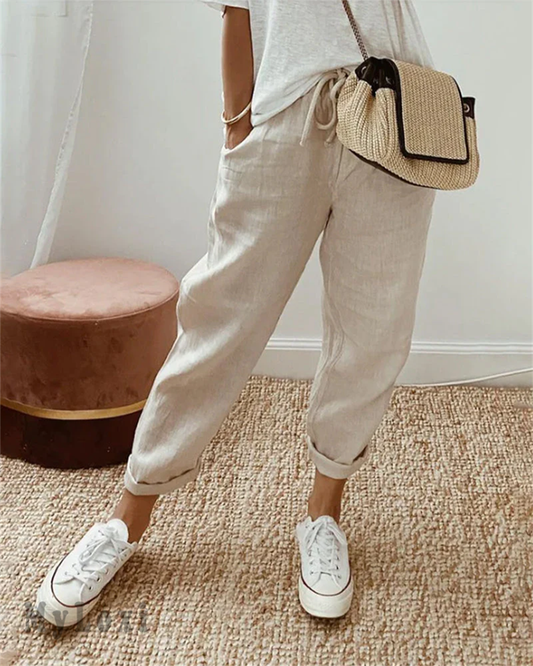 💕53% DE RÉDUCTION💕Pantalon décontracté en coton et lin pour femme