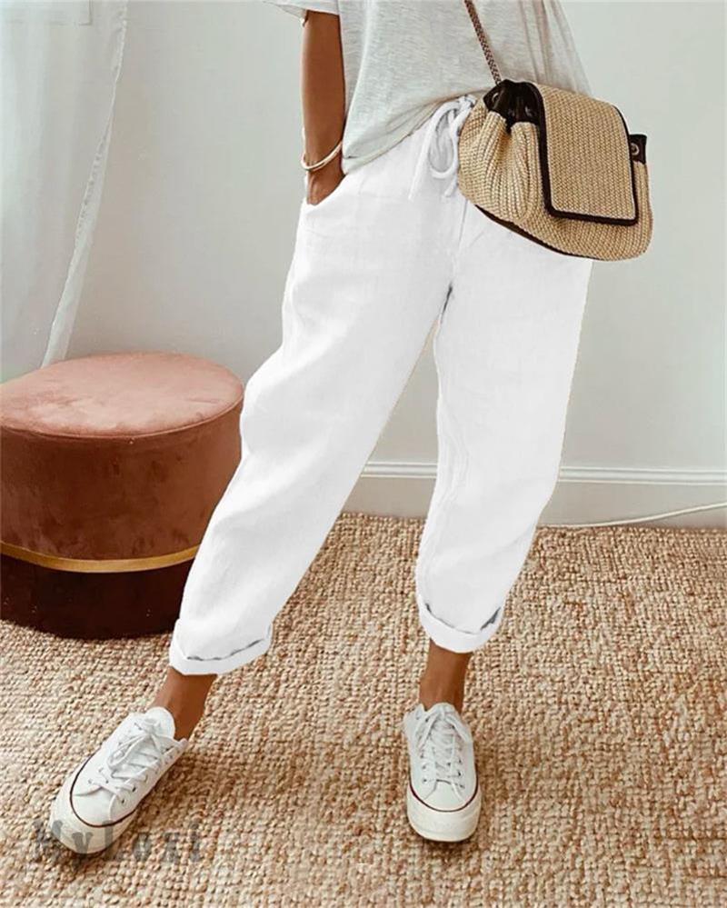 💕53% DE RÉDUCTION💕Pantalon décontracté en coton et lin pour femme
