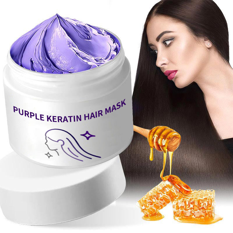🎁Vente en déstockage🔥Purple Keratin Hair Mask - Conditionneur pour cheveux permanentés et colorés