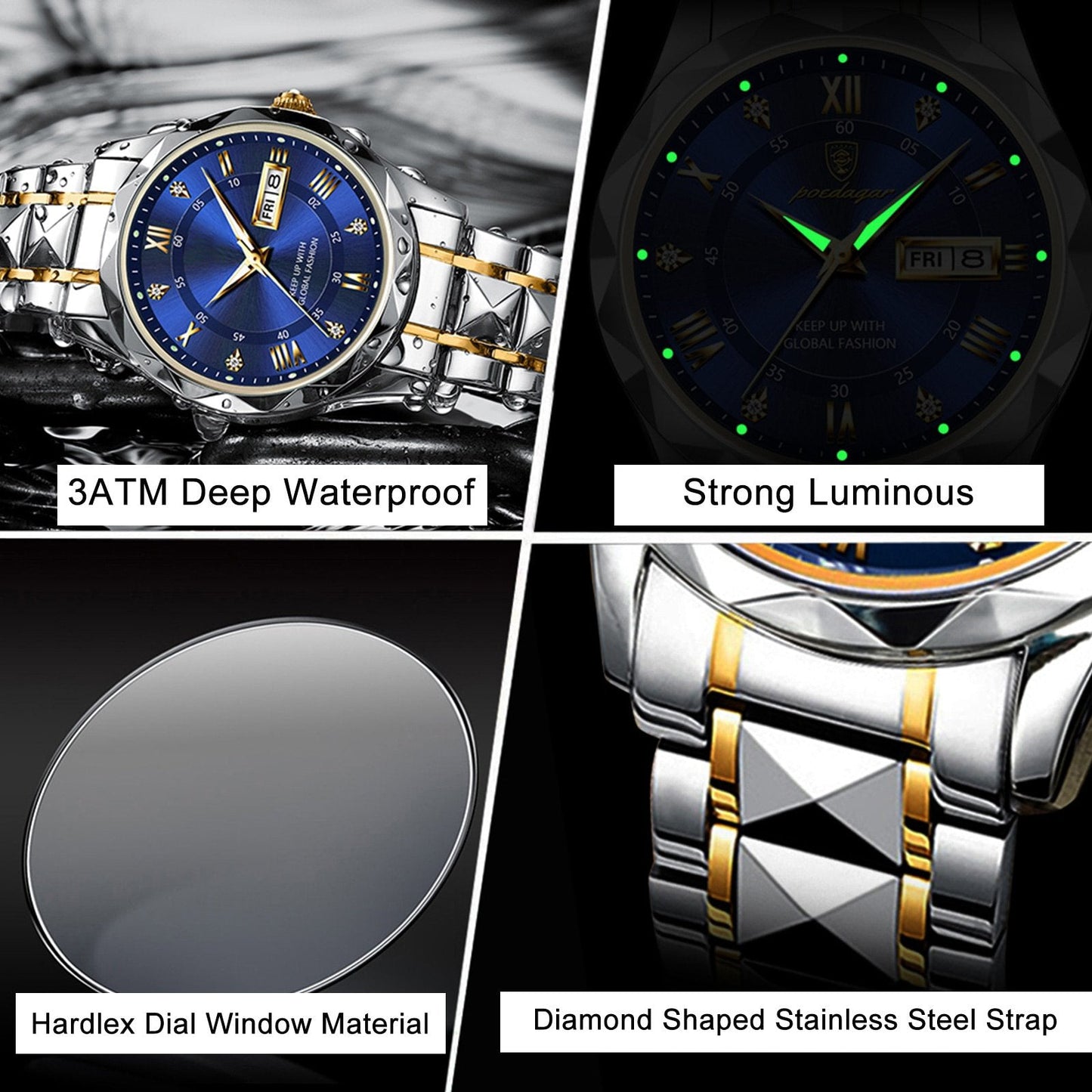 ⌚MONTRE À QUARTZ KILAYOU™ PRISM — Résistante à l'eau et luminescente