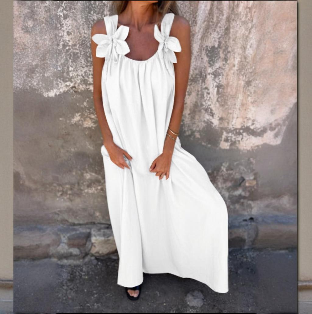 💕Printemps -53% de réduction💕Robe de couleur unie pour femme avec motif floral et encolure en U