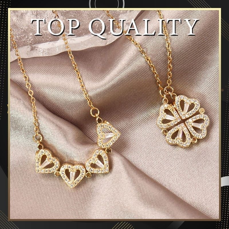 ✨️55% de réduction✨️Lucky four-leaf clover & heart-shaped necklace