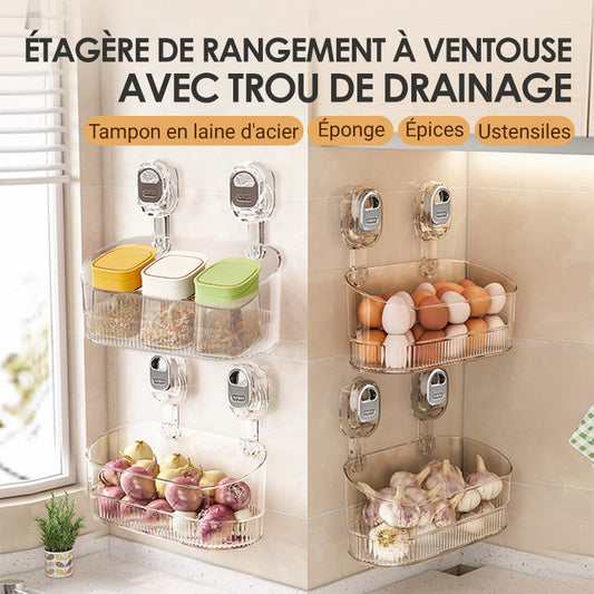 🔥Nouvelle mise à niveau 🍃Support de rangement à ventouse avec trou de drainage(🚀55 % de réduction)