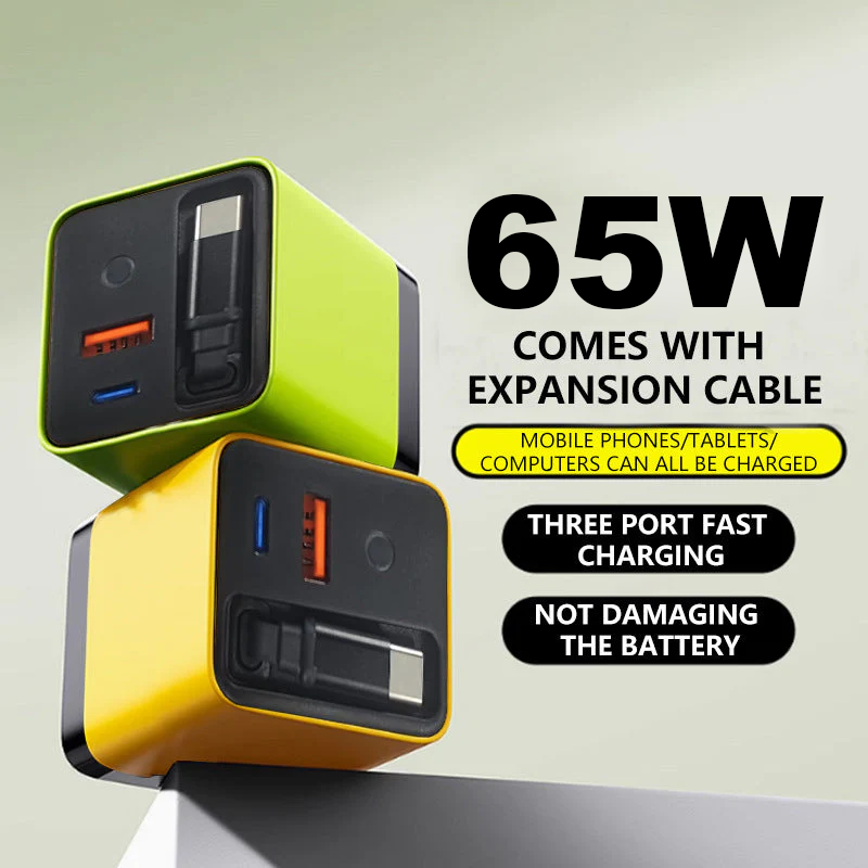 🧳🔌 Chargeur rétractable 65W – Câble Type-C intégré, enrouleur fluide, format poche, une seule prise pour téléphone, tablette et PC portable, le désordre en moins et la performance en plus 🚀💼
